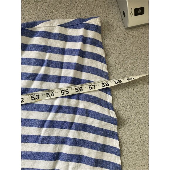 Loft Striped Linen Blend Belted Halter Maxi Dress Women 16 Blue White Nautical - Picture 12 of 12